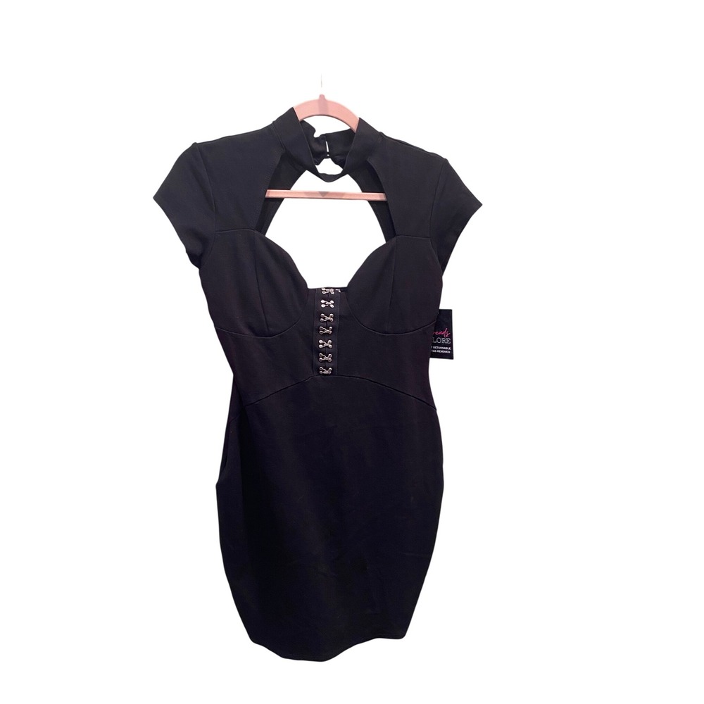 Charlotte Russe Black Cutout Bodycon Mini Dress Corset goth punk rock large